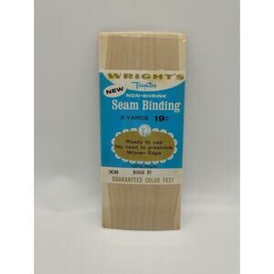 Vtg Wrights Trimtex Non-Shrink Seam Binding 3 Yards - Beige 91